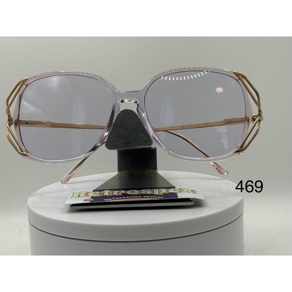Vintage Oversize Sunglasses NOS Nana Lavender Lens Crystal Pink/Gold 80s-90s - Picture 1 of 10